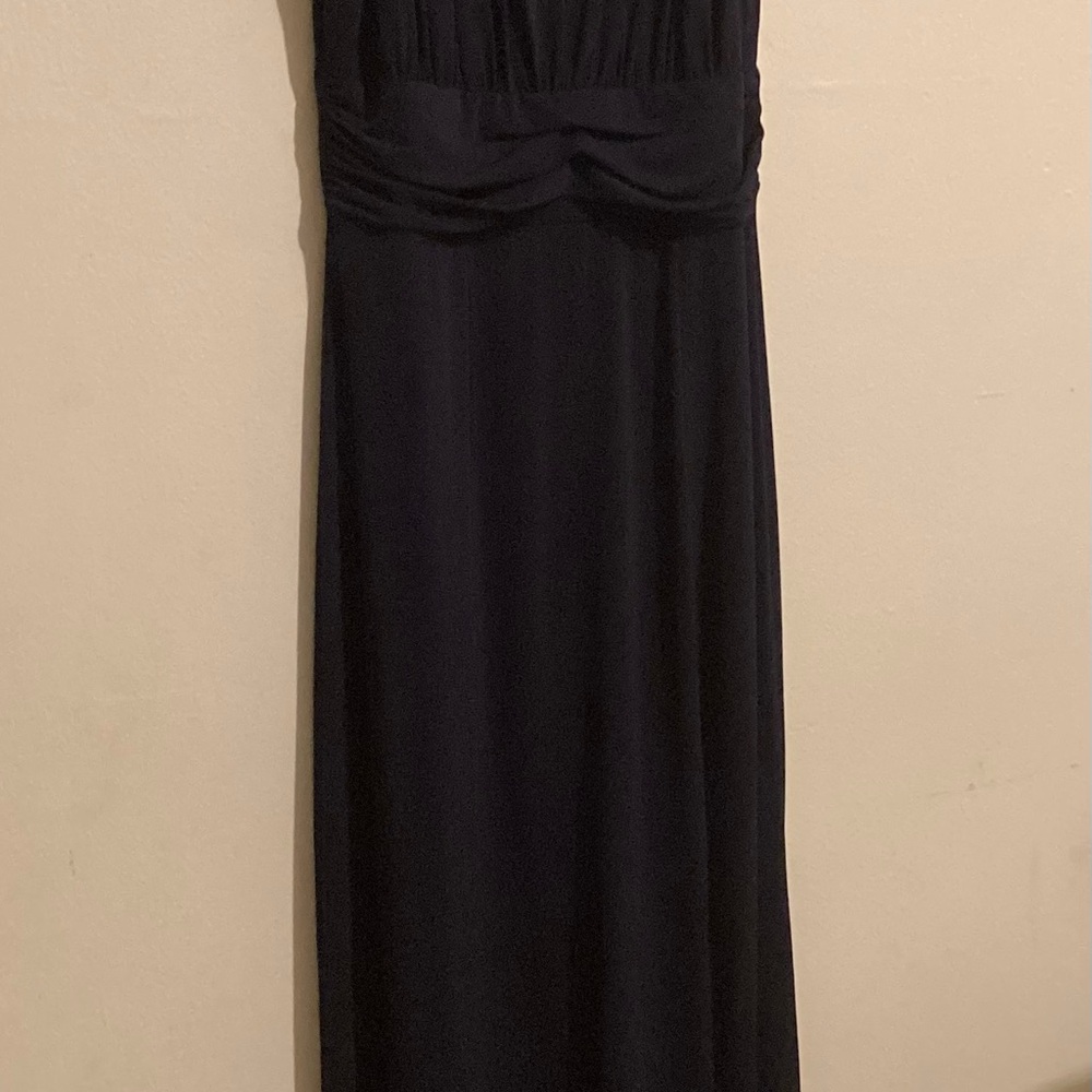 Enfocus Studio Navy Halter Formal Gown